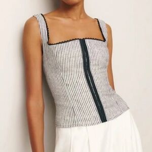 Reformation Striped Linen Top